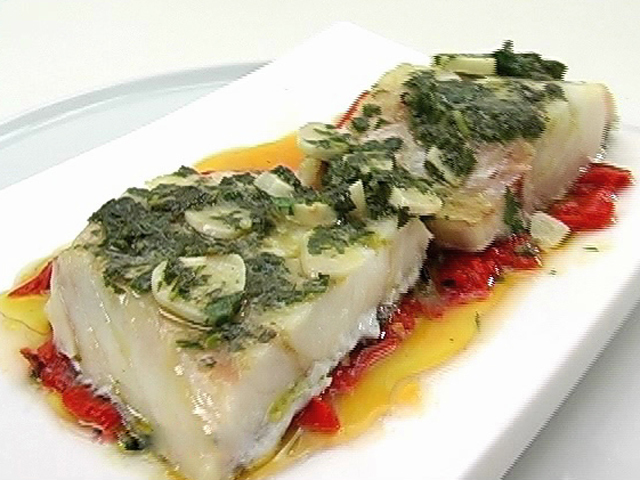 Треска с чесноком